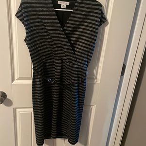 Liz Claiborne black dress belt striped